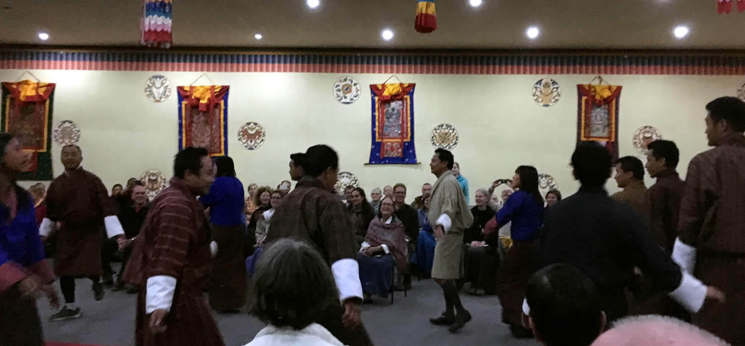 The bus drivers, guides and friends offer their version of a traditional dance and invited the audience to join in.