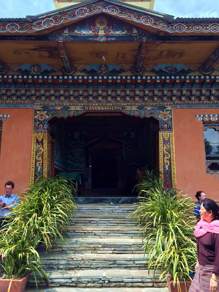 Entrance to the shrine room of Zangthopelri Lhakhang where the group offered a ganachakra of Rigdzin Thughthig.