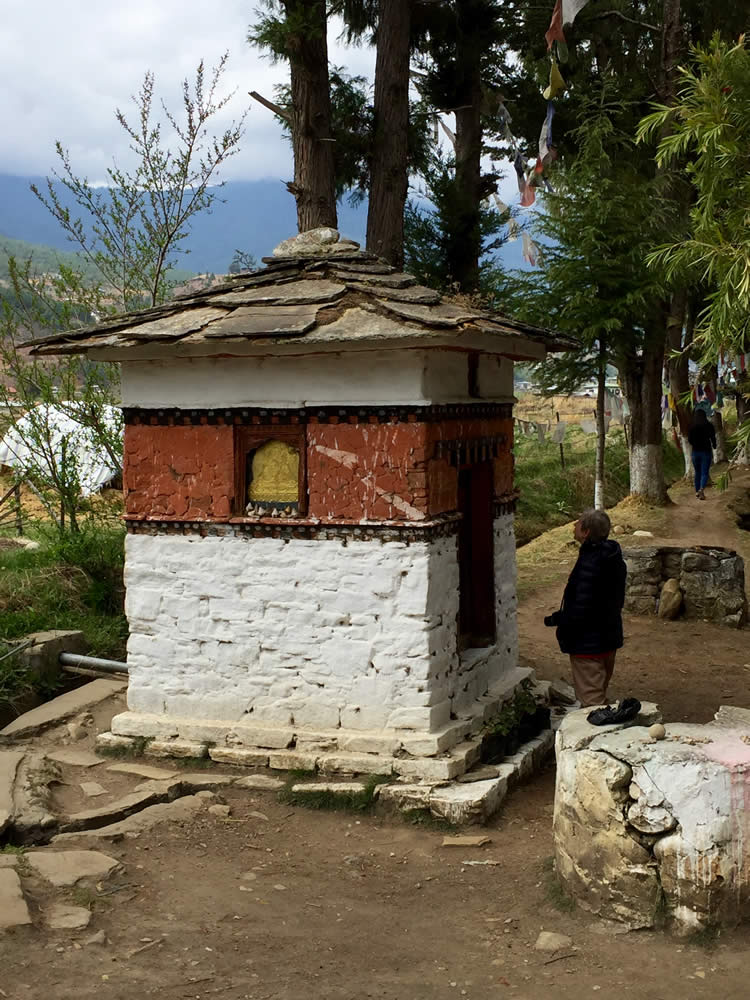 The water-driven prayer wheel at Dung Tse Lha Khang, Paro.