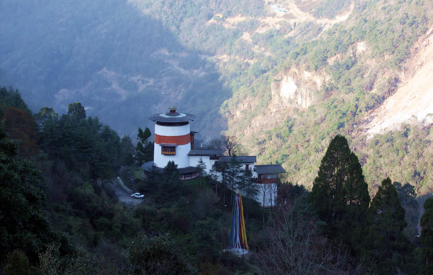 The watch-tower of Trongza Dzong was built in 1652. It now houses a museum..