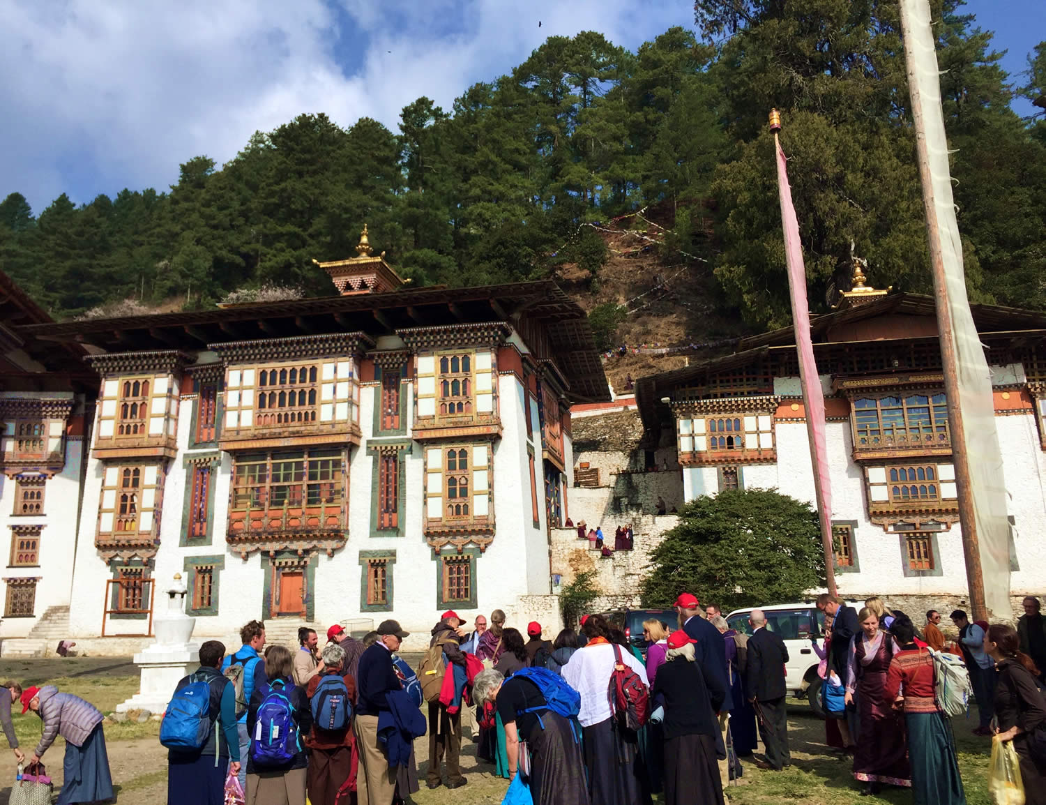 Gathering at Kurjey Lhakhang for the Ganachakra.