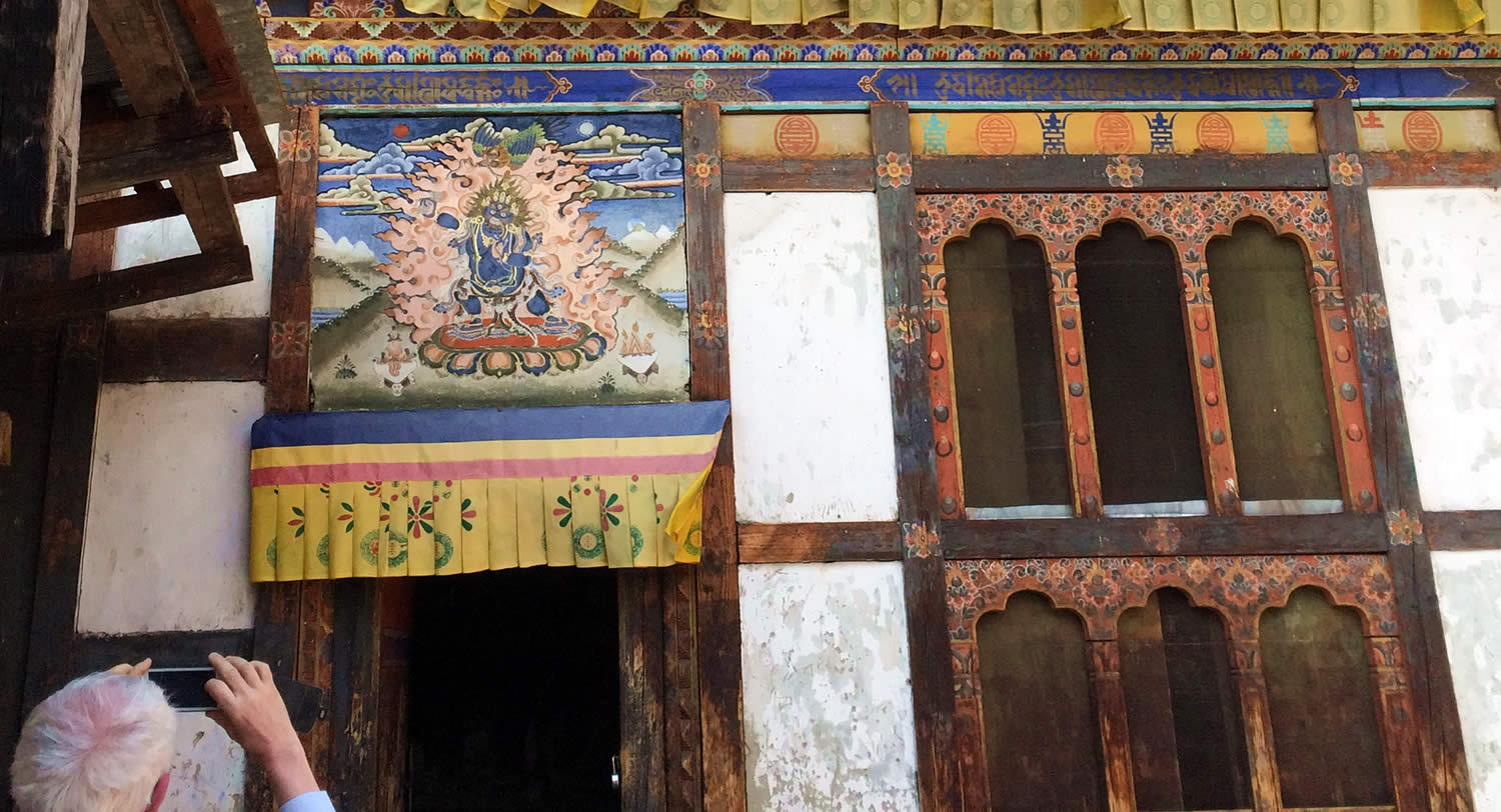 Mural at Konchogsum Lhakhang built by King Trisong Deutsen.