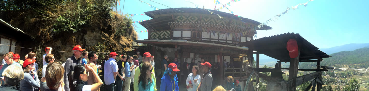 Gathering outside Tamshing Lhakhang.