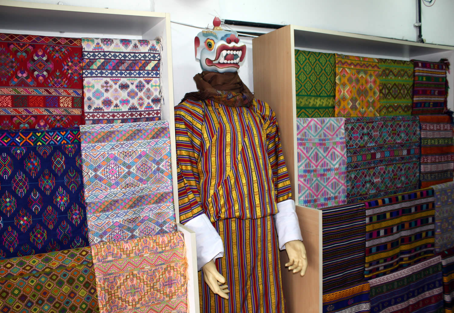 More Bhutanese textiles on display in Thimphu.
